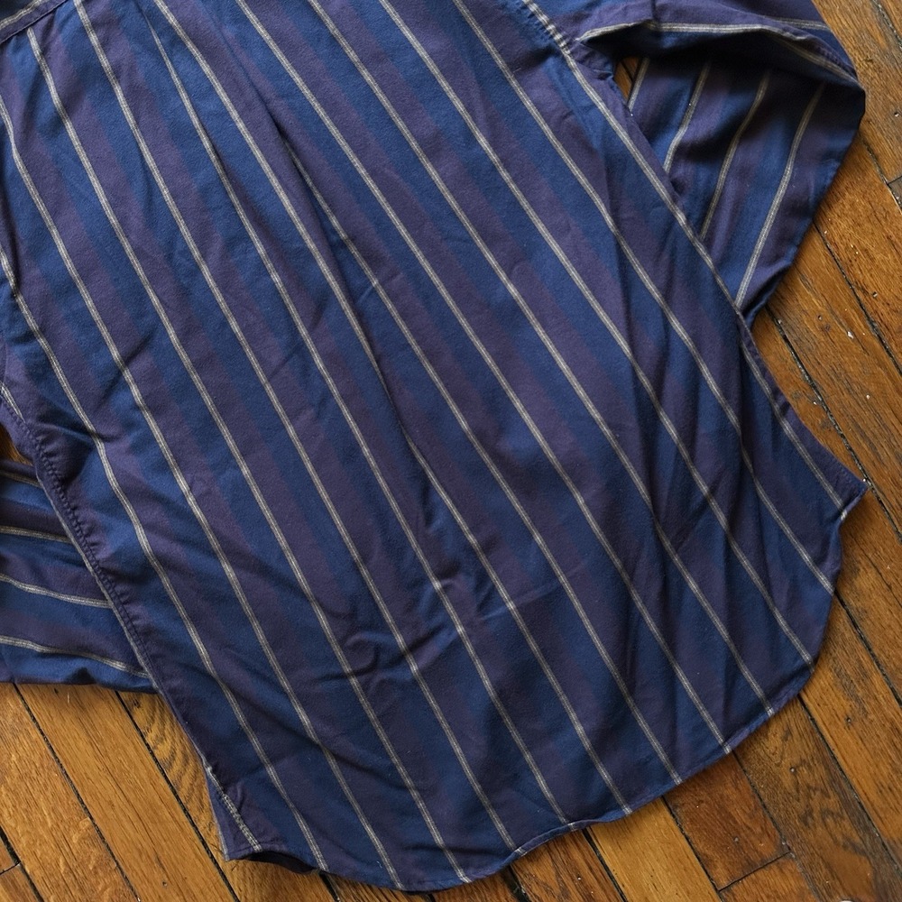 NWT Todd Snyder Stripe Buttonn Down Flannel Shirt Men Small‎ Navy Plum Preppy - Picture 9 of 9
